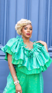 KAYADUA Green Ruffle Top and Pants