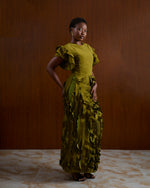 Load image into Gallery viewer, Nsoromma Ruffled Olive Green Set